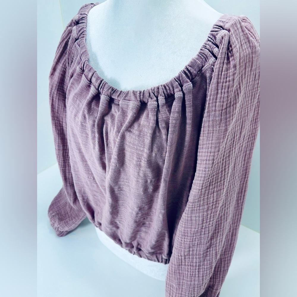 We The Free Dried Currant Parfait Bubble Top | Boho Gauze Peasant Top